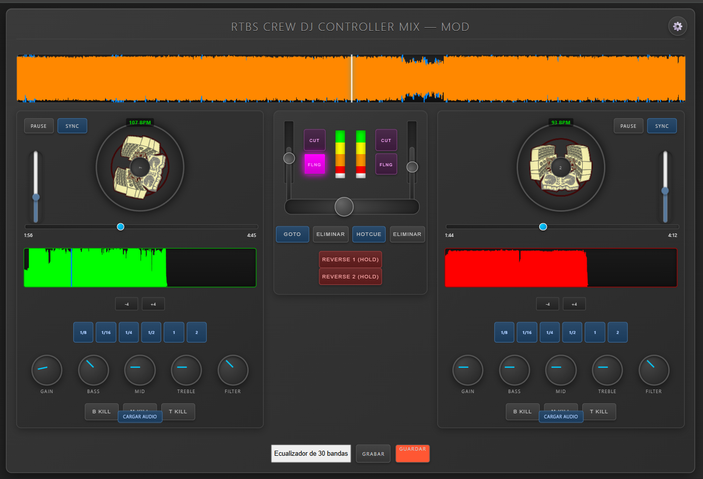 Controles y loops del DJ Controller